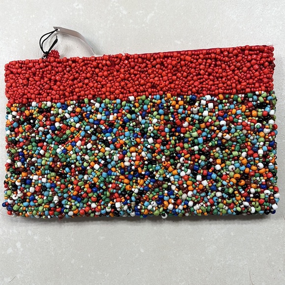 🟣 Beaded wristlet/ clutch colorful new with tag lined NWT - Picture 4 of 7